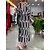 cheap Midi Dresses-Women&#039;s Casual Dress Satin Dress Sheath Dress Long Dress Maxi Dress Fashion Casual Geometric Print Daily Vacation Going out Crew Neck Long Sleeve Dress Loose Fit Black Summer Spring S M L XL XXL