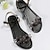 cheap Women&#039;s Sandals-Women&#039;s Sandals Bling Bling Shoes Plus Size Sparkling Shoes Daily Beach Solid Color Summer Rhinestone Flower Flat Heel Open Toe Casual PU Ankle Strap Silver Black Gold