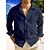 cheap Casual Shirts-Men&#039;s Shirt Linen Shirt Casual Shirt Summer Shirt Beach Shirt Black White Pink Plain Long Sleeve Spring &amp; Summer Camp Collar Casual Daily Clothing Apparel Front Pocket