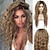 cheap Synthetic Trendy Wigs-Long Curly Blonde Wigs for White Women Wavy Layered Wig Free Part Curtain Bangs Hairstyles Synthetic Golden Wigs for Girls Carnival Party Cosplay Halloween Wig