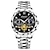 voordelige Quartz-horloges-binbond luxe heren sport quartz horloge klassiek saffier roestvrij staal analoog quartz horloge voor mannen origineel quartz chronograaf waterdicht lichtgevende mannelijke klok