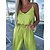 cheap Jumpsuits-Women&#039;s Jumpsuit Solid Color Backless Holiday V Neck Street Daily Spaghetti Strap Regular Fit Green Gray S M L Summer