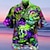 levne pánské táborové košile-Pánské Košile Havajská košile Lebky Grafické tisky Hippie Přehnutý Žlutá Rubínově červená Námořnická modř Trávová zelená Ležérní Havajské Krátký rukáv Tisk Tlačítko dolů Oblečení Tropický vzhled