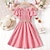 cheap Dresses-Kids Girls&#039; Dress Solid Color Sleeveless Short Sleeve Outdoor Casual Ruffle Daily Casual Polyester Knee-length White Dress Casual Dress Summer 7-13 Years White Pink Blue