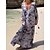cheap Maxi Dresses-Women&#039;s Casual Dress Swing Dress Print Dress Long Dress Maxi Dress Modern Casual Tie Dye Ruffle Print Outdoor Daily Holiday V Neck Long Sleeve Dress Loose Fit Purple Summer Spring S M L XL XXL