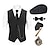 cheap Historical &amp; Vintage Costumes-The Great Gatsby Gentleman Gangster Retro Vintage Roaring 20s 1920s Outfits Vest Panama Hat Accesories Set Men&#039;s Costume Vintage Cosplay Prom Festival Cravat Christmas