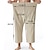 cheap Linen Pants-Men&#039;s Trousers Summer Pants Baggy Beach Pants Fisherman Pants Pocket Drawstring Solid Color Breathable Soft Full Length Casual Yoga 100% Cotton Folk Style Loose Black Army Green Inelastic