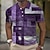 cheap 3D Polos-Men&#039;s Waffle Polo Shirt Button Up Polos Lapel Polo Polo Shirt Golf Shirt Turndown Color Block Graphic Prints Geometry Blue-Green Wine Blue Purple Brown Outdoor Street Print Short Sleeve Clothing