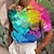 tanie męskie koszulki polo z kołnierzykiem kubańskim-Męskie Koszulka polo Koszula golfowa Tęczowy Prążki Wzory graficzne Kubański kołnierz A B C D E Na zewnątrz Ulica Krótkie rękawy Nadruk Odzież Moda Designerskie Codzienny Oddychający