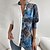 cheap Blouses &amp; Shirts-Women&#039;s Shirt Blouse Blue Print Graphic Casual Short Sleeve V Neck Basic Regular S