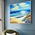 זול ציורי נוף-ציור שמן בעבודת יד בד אמנות קיר עיצוב מקורי האוקיינוס הכחול ציור נוף מופשט לעיצוב הבית עם מסגרת מתוחה ללא ציור מסגרת פנימית