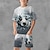 abordables conjuntos 3d de niño-Chico 3D Graphic Fútbol Americano Camiseta y Bermudas Conjunto de camiseta Conjunto de Ropa Manga Corta Impresiones 3D Verano Primavera Activo Deportes Moda Poliéster Niños 3-13 años Exterior Calle