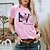 cheap Tees &amp; T Shirts-Women&#039;s T shirt Tee White Pink Red Print Letter American Flag Weekend Independence Day Short Sleeve Round Neck Basic Regular Painting S