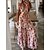 cheap Maxi Dresses-Women&#039;s Casual Dress Swing Dress Summer Dress Long Dress Maxi Dress Fashion Classic Floral Lace up Ruched Daily Holiday Vacation V Neck Short Sleeve Dress Regular Fit Pink Blue Summer Spring S M L XL