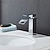 abordables Classiques-Mitigeur lavabo cascade, mitigeur lavabo monocommande monobloc monté sur pont chrome noir brossé, avec flexible eau froide et eau chaude monobloc