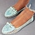 cheap Women&#039;s Shoes-Women&#039;s Flats Slip-Ons Loafers Wedding Daily Flat Sandals Summer Round Toe Flat Heel Elegant Loafer Faux Leather Floral White Pink Blue