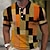 cheap Men&#039;s Button Up Polos-Men&#039;s Polo Shirt Waffle Polo Shirt Lapel Polo Button Up Polos Golf Shirt Color Block Plaid / Check Graphic Prints Geometry Turndown Wine Yellow Orange Brown Green Outdoor Street Short Sleeve Print