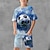 abordables ensembles 3d de garçon-Garçon 3D Graphic Football T-shirt &amp; Short Ensemble tee-shirt Ensemble de Vêtements Manche Courte 3D effet Eté Printemps Actif Sportif Mode Polyester Enfants 3-13 ans Extérieur Plein Air Vacances