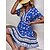cheap Mini Dresses-Women&#039;s Casual Dress Floral A Line Dress Floral Dress V Neck Button Print Mini Dress Daily Holiday Active Fashion Loose Fit Short Sleeve Blue Summer Spring S M L XL