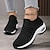 cheap Women&#039;s Sneakers-Women&#039;s Sneakers Plus Size Flyknit Shoes Outdoor Daily Color Block Summer Flat Heel Round Toe Sporty Casual Running Walking Tissage Volant Loafer Black And White Blue Grey Black gray