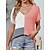 cheap Tees &amp; T Shirts-Women&#039;s Pullover Sweater Jumper Jumper Crochet Knit Patchwork V Neck Color Block Daily Going out Stylish Casual Summer Spring Pink Blue S M L