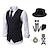 cheap Historical &amp; Vintage Costumes-Retro Vintage 1920s Vintage Inspired Outfits Party Costume Masquerade Vest Waistcoat Cosplay The Great Gatsby Gentleman Men&#039;s Buckle Solid Color Halloween Turndown Halloween Performance Halloween