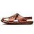 cheap Men&#039;s Shoes-Men&#039;s Sandals Flat Sandals Leather Sandals Plus Size Hand Stitching Outdoor Beach Casual Beach Microfiber Breathable Red Brown Yellow brown Black Summer