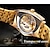 voordelige Mechanische Horloges-winnaar driehoek skelet automatisch horloge roestvrij staal mannen business casual onregelmatige driehoek mechanisch horloge gouden punk stijl mannelijke klok