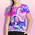 billige piges 3d t-shirts-Pige 3D Grafisk Havfrue T-shirt Kortærmet 3D-udskrivning Sommer Forår Aktiv Mode Sød Stil Polyester Børn 3-12 år udendørs Afslappet Daglig Regulær