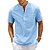 cheap Short Sleeve-Men&#039;s Shirt Linen Shirt Summer Shirt Beach Shirt Black White Pink Plain Short Sleeve Summer Henley Casual Daily Clothing Apparel Pocket