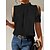 cheap Tees &amp; T Shirts-Women&#039;s Shirt Blouse Black White Red Cut Out Plain Casual Short Sleeve High Neck Basic Regular S