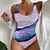 cheap One-Pieces-Women&#039;s Swimwear One Piece Normal Swimsuit Graphic Printing Yellow Pink Blue Bodysuit Bathing Suits Beach Wear Summer Sports