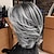 cheap Synthetic Trendy Wigs-Dark Gray Ombre Layered Wigs with Curtain Bangs for Black Women,Synthetic Short Gray Highlight Wavy Layered Curly ,Black ang Grey Wavy Bob Wig for Daily Use