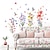 baratos Adesivos de Parede-Adesivos de decalques de parede de flores em aquarela pássaros borboleta adesivos de parede florais removíveis decoração de parede de flores silvestres para meninas de verão quarto sala de estar