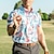 cheap Men&#039;s Button Up Polos-Men&#039;s Polo Shirt Lapel Polo Button Up Polos Golf Shirt Flamingo Graphic Prints Leaves Turndown Blue Light Blue Outdoor Street Short Sleeves Print Clothing Apparel Sports Fashion Streetwear Designer