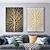 cheap Floral/Botanical Paintings-Abstract Gold Leaf Landscape Oil Painting on Canvas Handpainted Gold Foil Texture Acrylic 2 Sets Abstract Art Modern Art Minimalist Decor
