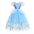 זול שמלות-ילדות קפואות תחפושת אלזה סט בגדי ביצועים יום נישואין כחול אופנה שרוולים ארוכים שמלות חמודות סתיו חורף 7-13 שנים