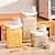 billige Kjøkkenoppbevaring-matvareverdige fuktsikre forseglede bokser kornlagringsbokser te tørket frukt lagringsglass med målebeger risbøtte nudelbokser