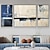 billige Abstrakte malerier-moderne abstrakt blå vandret oliemaleri håndmalet abstrakt vægkunst til stue soveværelse dekorativt maleri