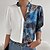 cheap Blouses &amp; Shirts-Women&#039;s Shirt Blouse Blue Print Graphic Casual Short Sleeve V Neck Basic Regular S