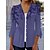 cheap Blouses &amp; Shirts-Women&#039;s Shirt Blouse Yellow Blue Purple Print Leaf Casual Holiday 3/4 Length Sleeve Square Neck Basic Regular Floral S