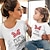 voordelige Tops-Mama en ik T-shirt Vlinder Brief Gestreept Huis Afdrukken Zwart Wit Rood Korte mouw Actief Bijpassende outfits