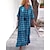 cheap Maxi Dresses-Women&#039;s Casual Dress Swing Dress Summer Dress Long Dress Maxi Dress Fashion Streetwear Geometric Print Outdoor Daily Holiday V Neck 3/4 Length Sleeve Dress Loose Fit Blue Purple Green Summer Spring S