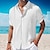 cheap Short Sleeve-Men&#039;s Shirt Linen Shirt Summer Shirt Beach Shirt Guayabera Shirt Black White Navy Blue Plain Short Sleeve Summer Lapel Casual Daily Clothing Apparel Front Pocket