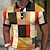 cheap Men&#039;s Button Up Polos-Men&#039;s Polo Shirt Waffle Polo Shirt Lapel Polo Button Up Polos Golf Shirt Color Block Plaid / Check Graphic Prints Geometry Turndown Wine Yellow Orange Brown Green Outdoor Street Short Sleeve Print