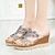 cheap Women&#039;s Sandals-Women&#039;s Wedge Sandals Platform Sandals Plus Size Daily Summer Rhinestone Open Toe Casual Blue Gold