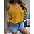cheap Blouses &amp; Shirts-Women&#039;s Shirt Blouse Yellow Pink Lace Cut Out Plain Casual Short Sleeve V Neck Basic Regular S