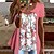 cheap Tees &amp; T Shirts-Women&#039;s T shirt Tee Pink Green Print Floral Holiday Weekend Short Sleeve U Neck Basic Regular Floral Painting S