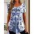 cheap Tees &amp; T Shirts-Women&#039;s T shirt Tee Pink Navy Blue Blue Button Print Floral Holiday Weekend Short Sleeve Round Neck Basic Regular Floral Painting S