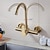 billige Kjøkkenkraner-kjøkkenkran - enkelthåndtak to hull børstet gull høy / høybue veggmontert moderne kjøkkenkraner